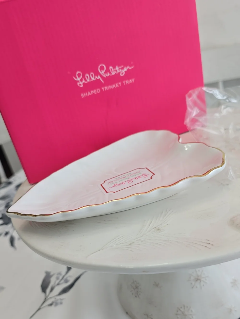 NIB Lilly Pulitzer Shaped Trinket Tray Monstera Leaf